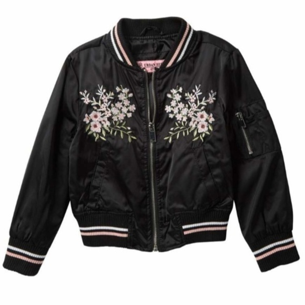 Urban Republic Floral Embroidered Bomber Jacket NWT